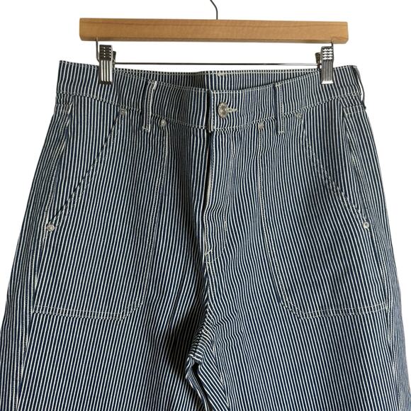 AYR Blue Striped Wide Leg High Rise Carpenter Pants Size 33 - Picture 3 of 9